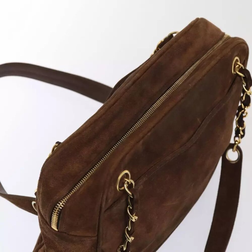 CHANEL Tote Bag Suede Brown Gold CC Auth ep5443 - Picture 10 of 16